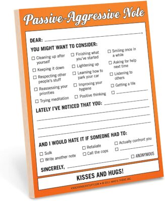 Passive Aggressive Notepad, Funny Christmas Gift 