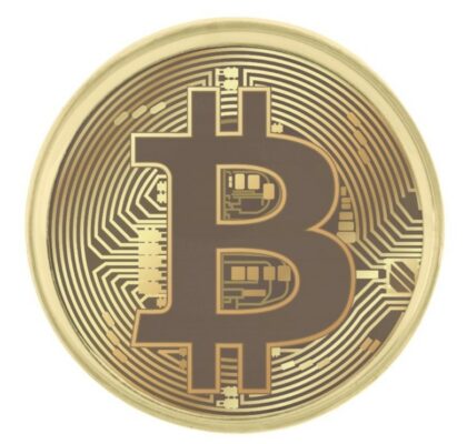 Elegant Gold Bitcoin Currency Icon Gold Finish Lapel Pin