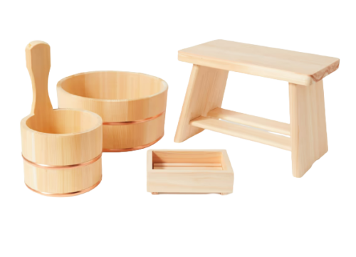 Japan Best Hinoki Wood and Copper Bathroom Set