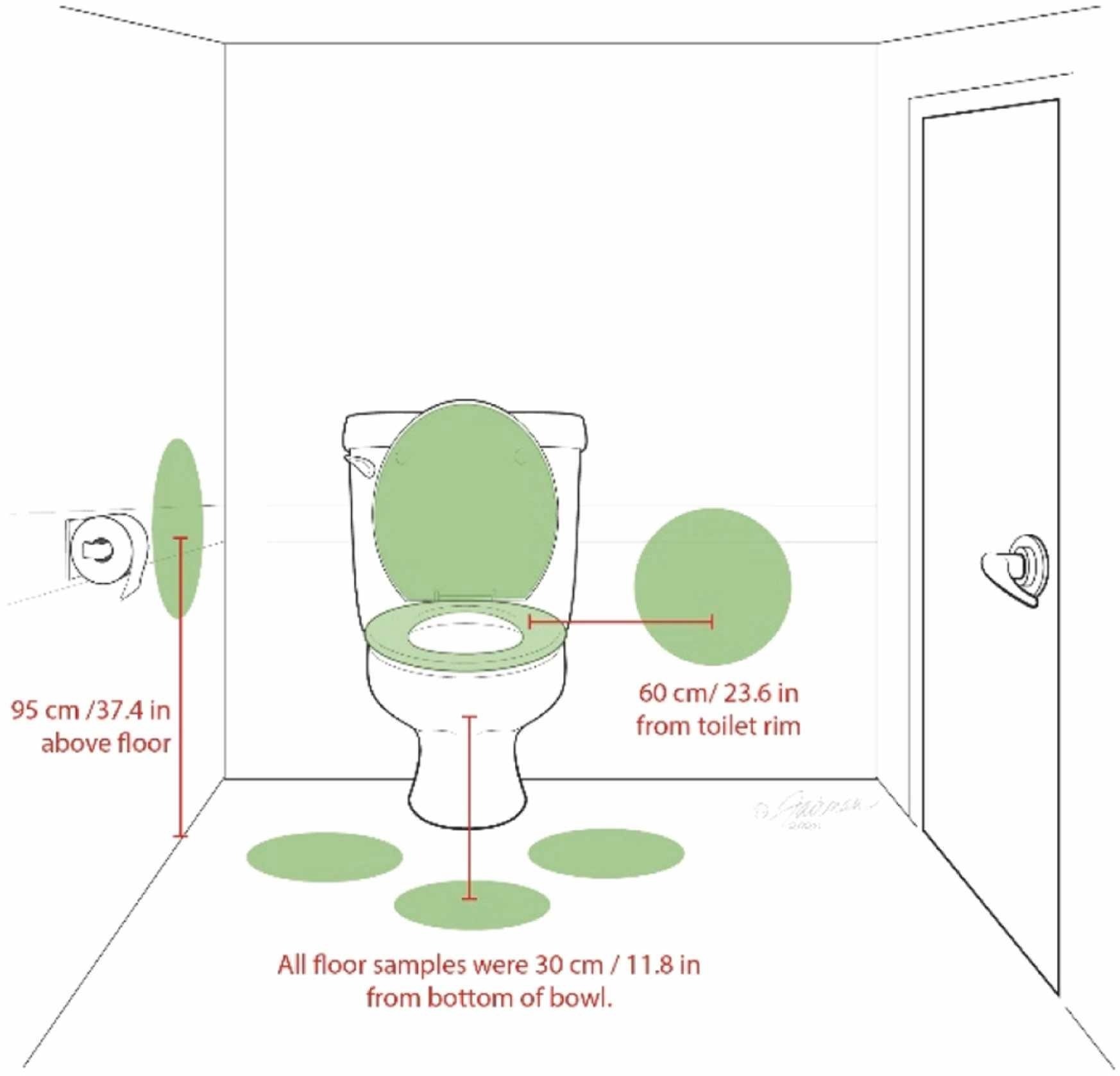 Schematic diagram of restroom sampling sites for toilet flushing aerosol and lid closure experiment.