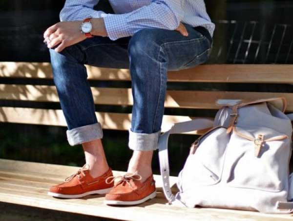 Boat shoes for men - Orange Suede