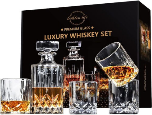 LIGHTEN LIFE 5 Piece Whiskey Decanter Sets