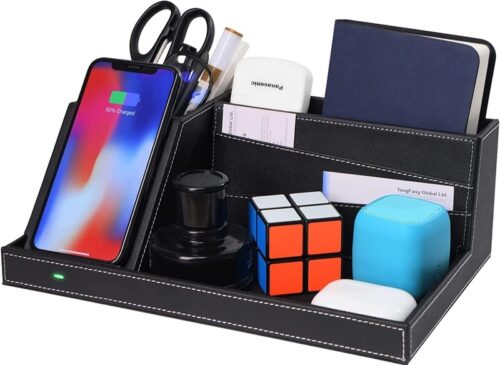 Topmade Fast Wireless Charger with Desk Organizer