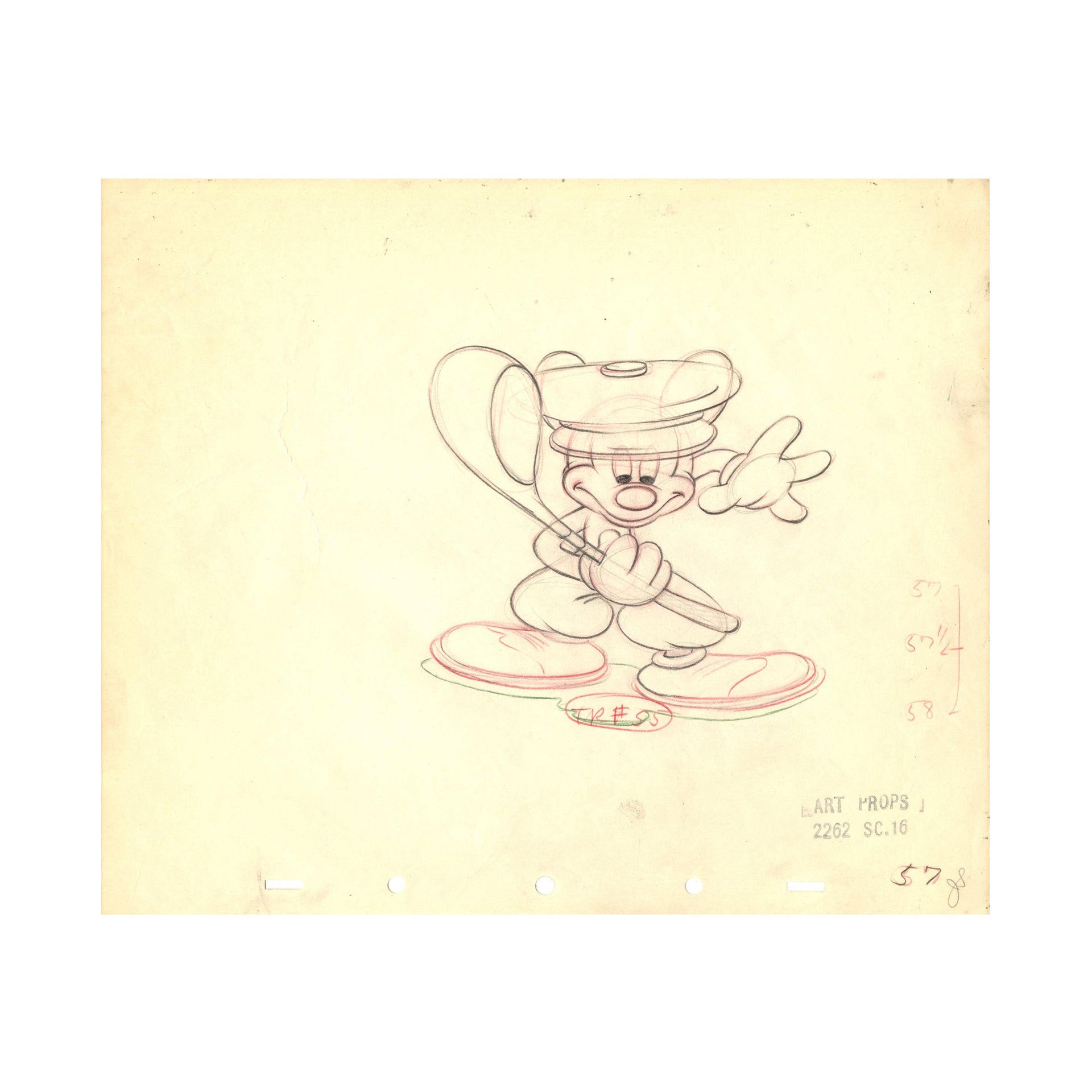 Mickey Mouse Canine Caddy Original Production Drawing No. 57