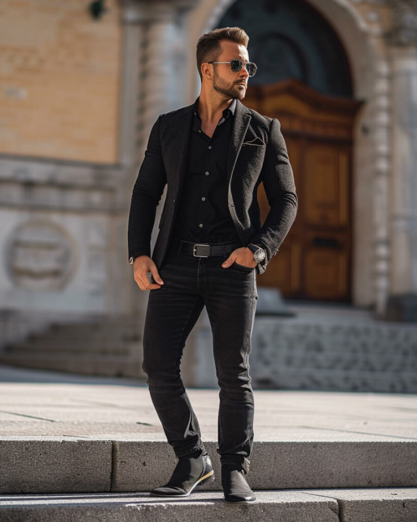 how to dress black jeans for men?