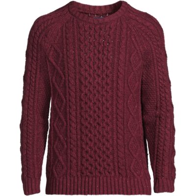 Lands' End Aran Cable Crew Neck Sweater