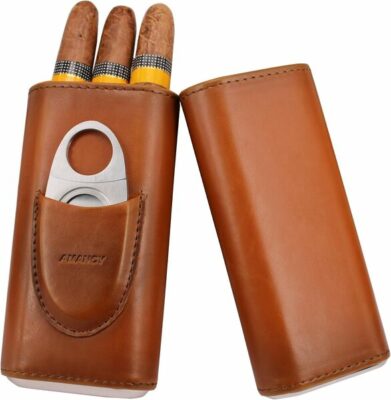 AMANCY Brown Leather Cigar Case