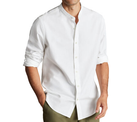 Charles Tyrwhitt Collarless Cotton Linen Shirt