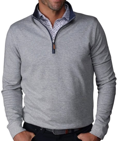 Collars & Co Heather Cloud Cotton Quarter Zip Pullover