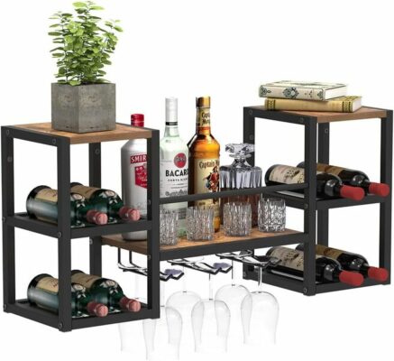 GiftGo Industrial Brown Wall Mounted Wine Rack