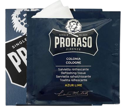 A packet of Proraso Refreshing Cologne Tissue