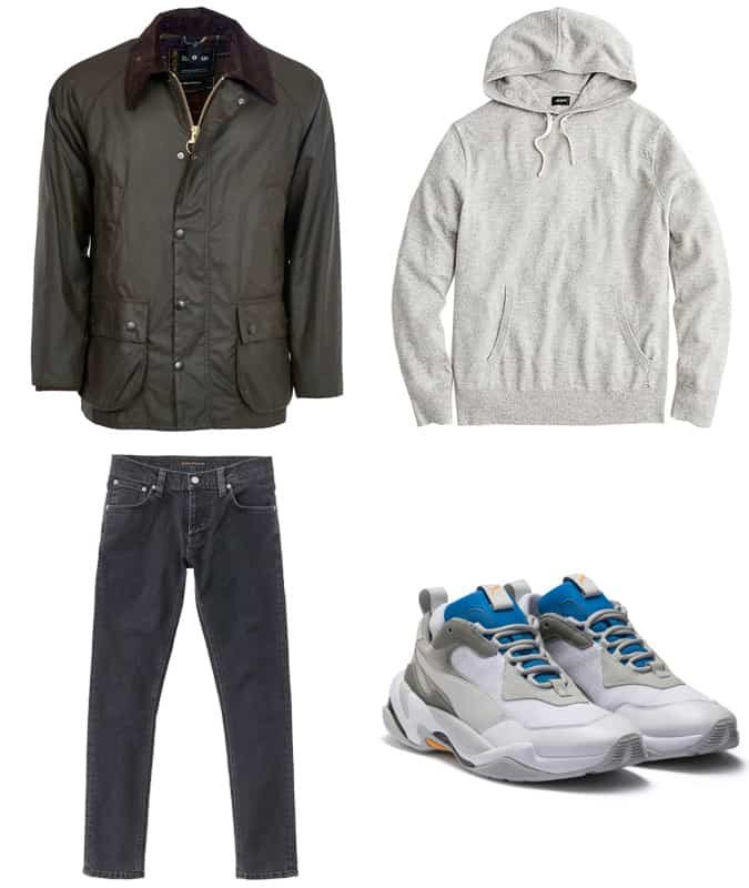 Wax Jacket + Hoodie + Statement Trainers Products