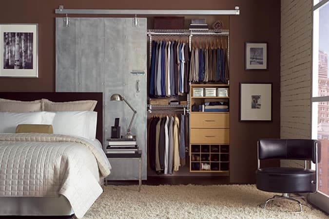 An organised closet wardrobe