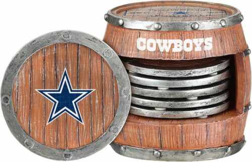 FOCO NFL Team Logo 5-Pack Barrel Beverage Drink Coaster Set