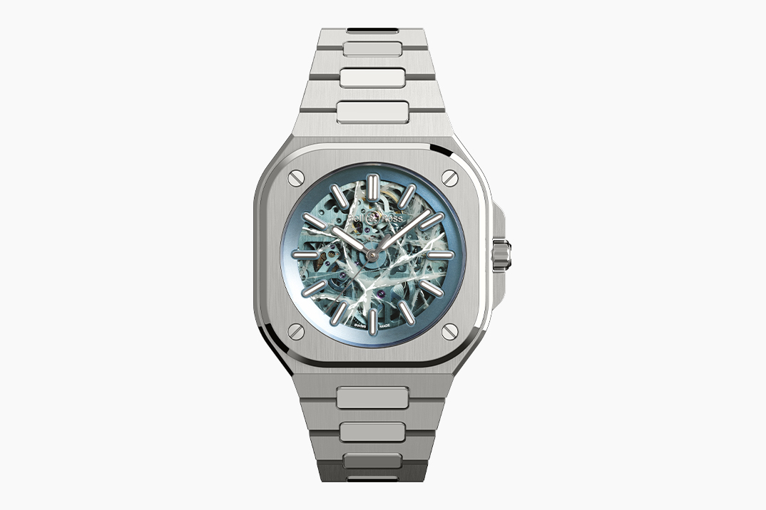 Bell & Ross Put a Fake Cracked Crystal on Its BR-05 Skeleton Arctic Blue