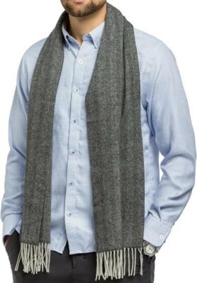 Fishers Finery Herringbone Cashmere Scarf