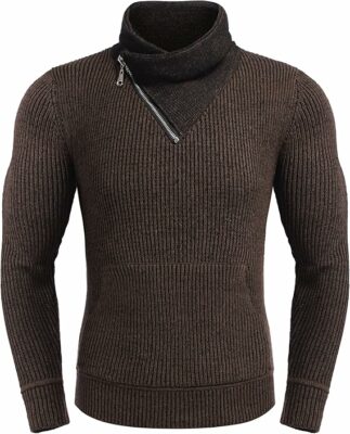 Coofandy's Knitted Turtleneck Shawl Collar Sweater