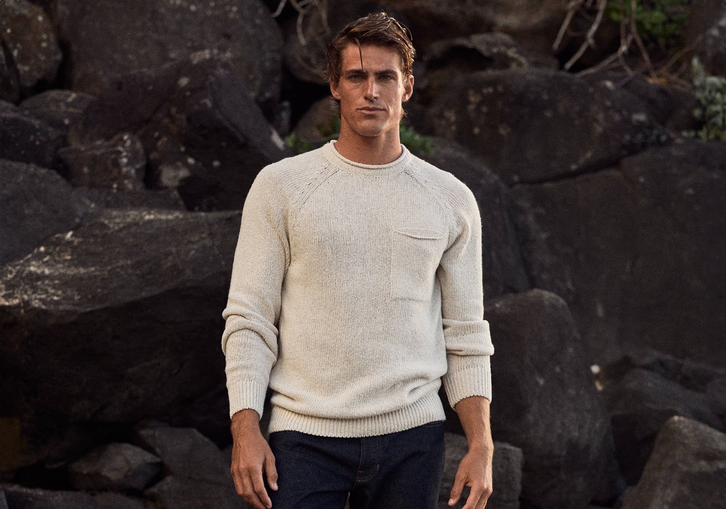 Outerknown Stinson Rollneck Sweater: Denim, Reinvented