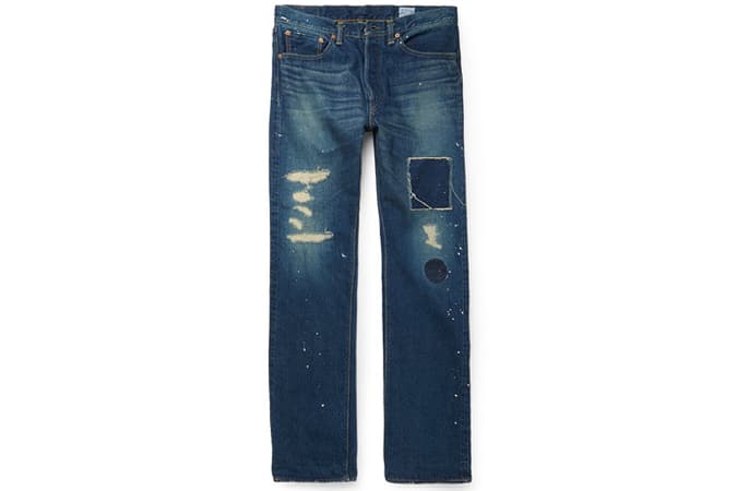 Orslow + Beams distressed denim jeans