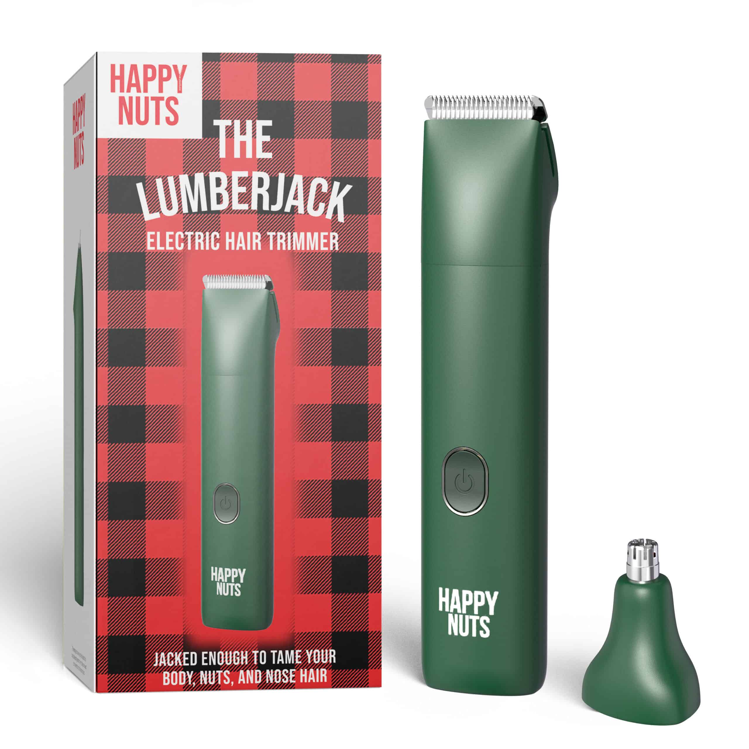 a green hair trimmer next to a box