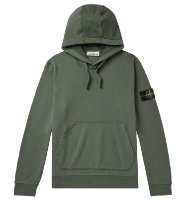 STONE ISLAND Logo-Appliquéd Garment-Dyed Cotton-Jersey Hoodie