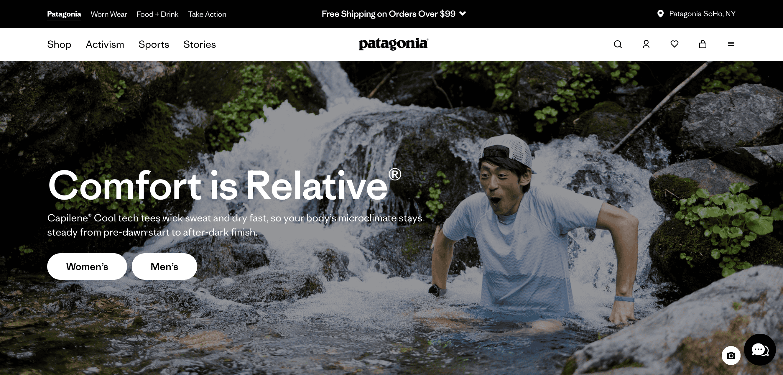 Patagonia homepage