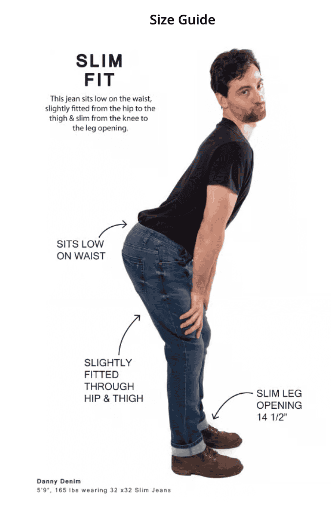 sizing guide from the perfect jean