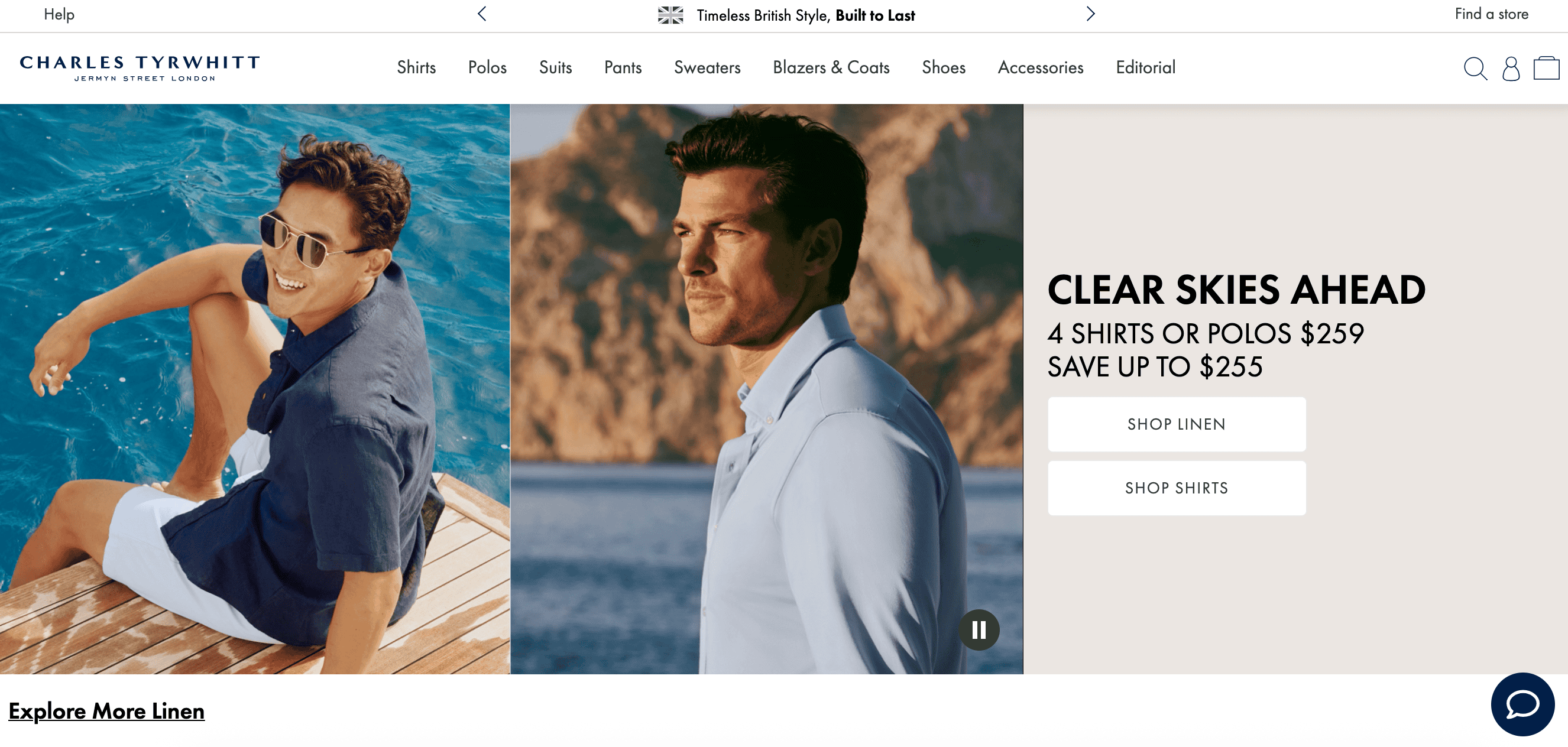 Charles Tyrwhitt homepage