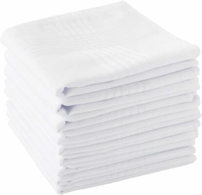 Scotamalone Men's Handkerchiefs 100% Soft Cotton White Hankie Handkerchiefs 