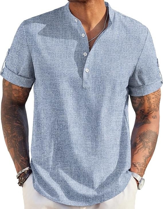 Blue Fleck Henley Shirt