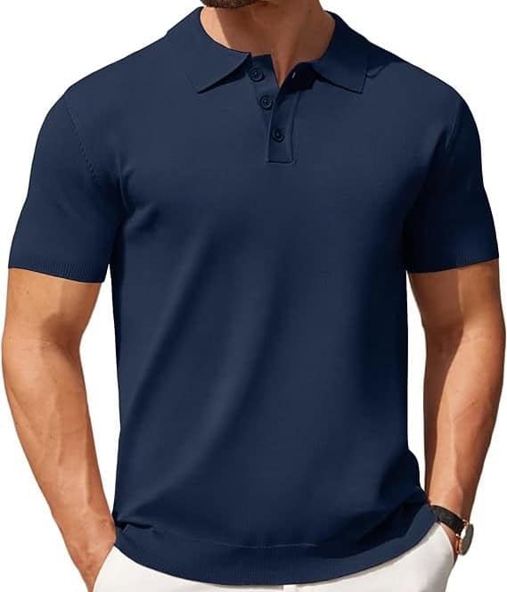 Navy Knitted Polo Shirt