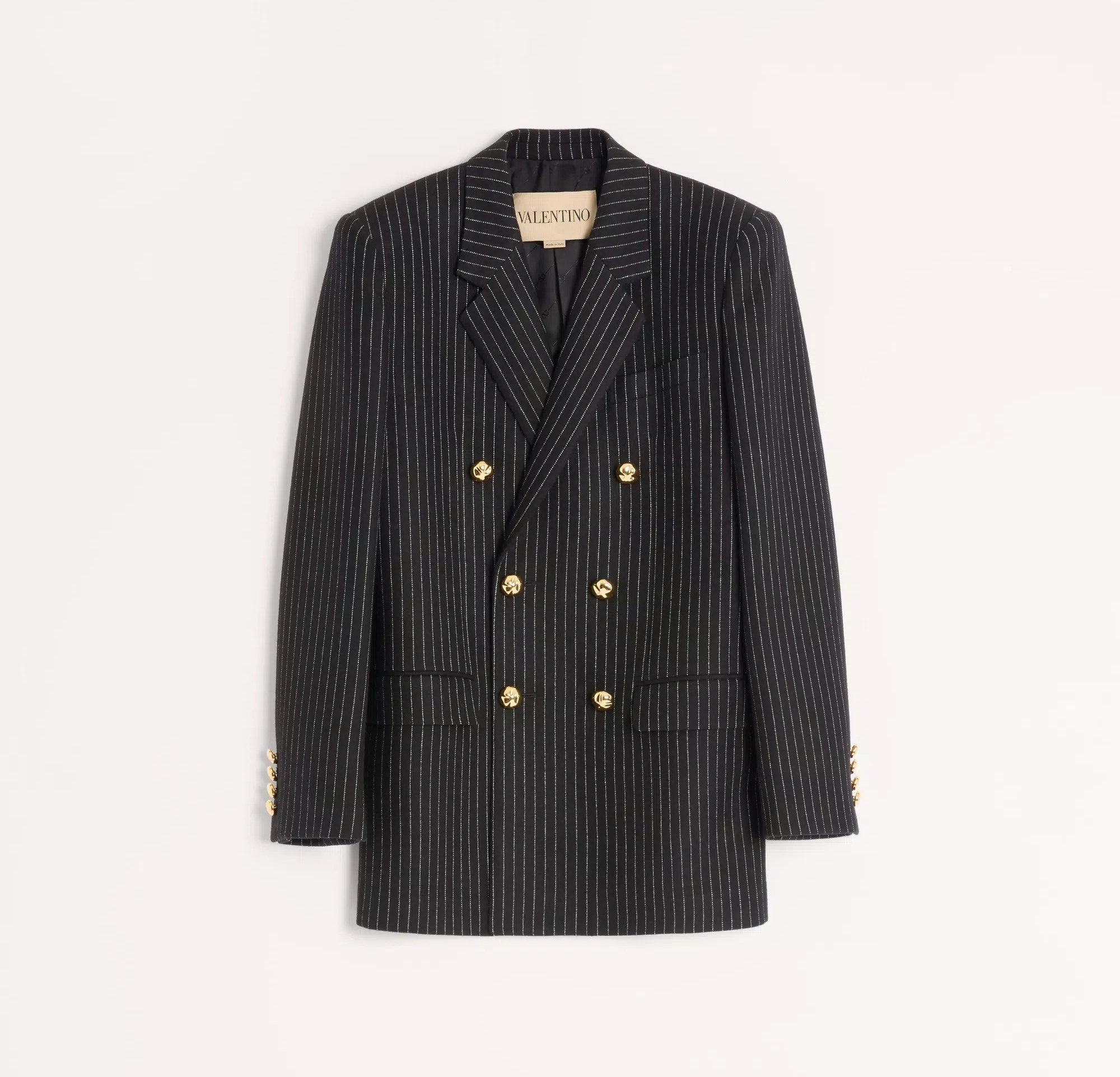 Valentino Double-Breasted Jacket In Wool And Silk
