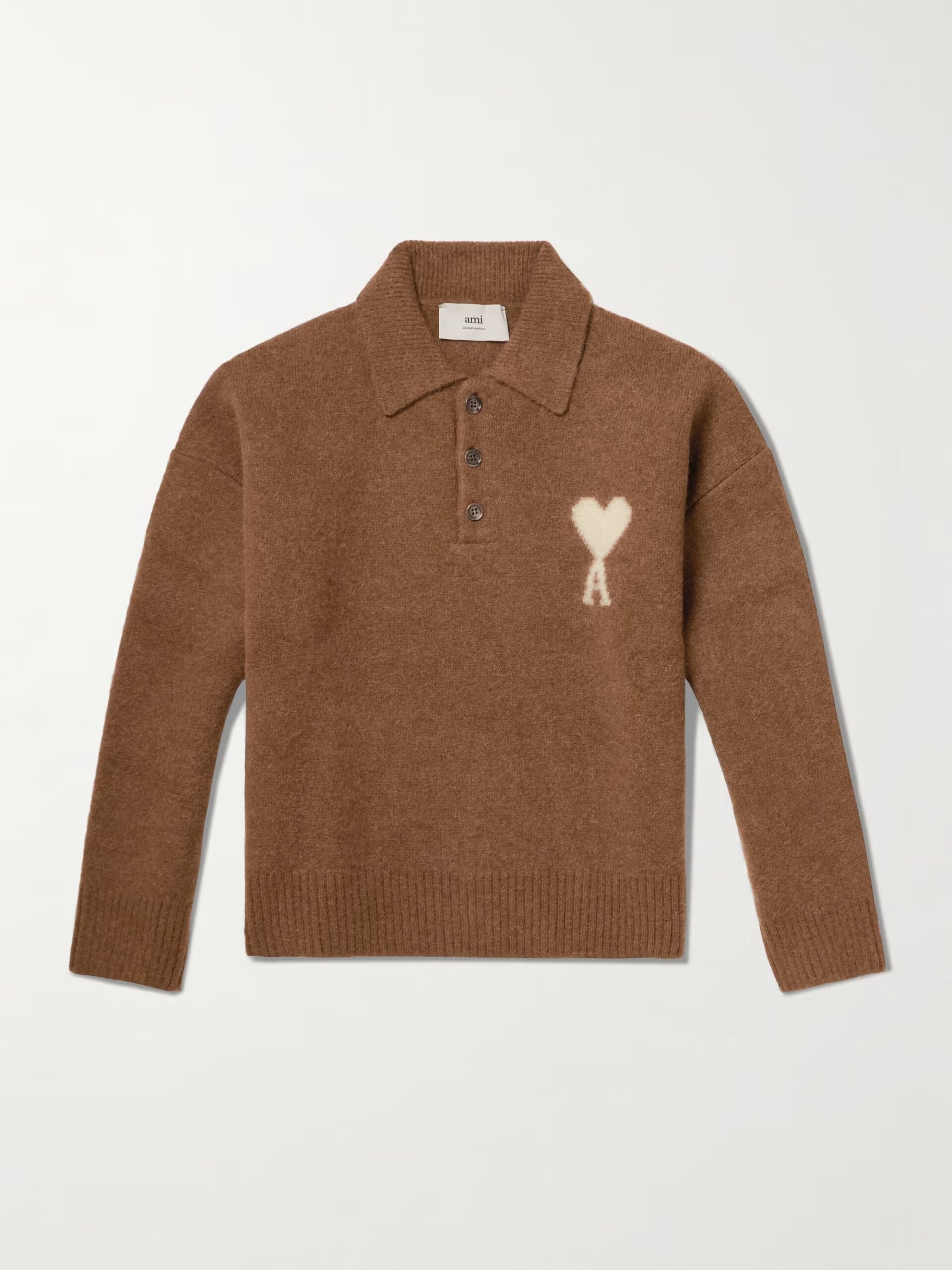 Ami Paris Alpaca-Blend Polo Sweater