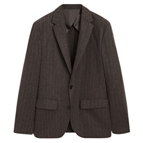 Massimo Dutti Striped wool blend suit blazer