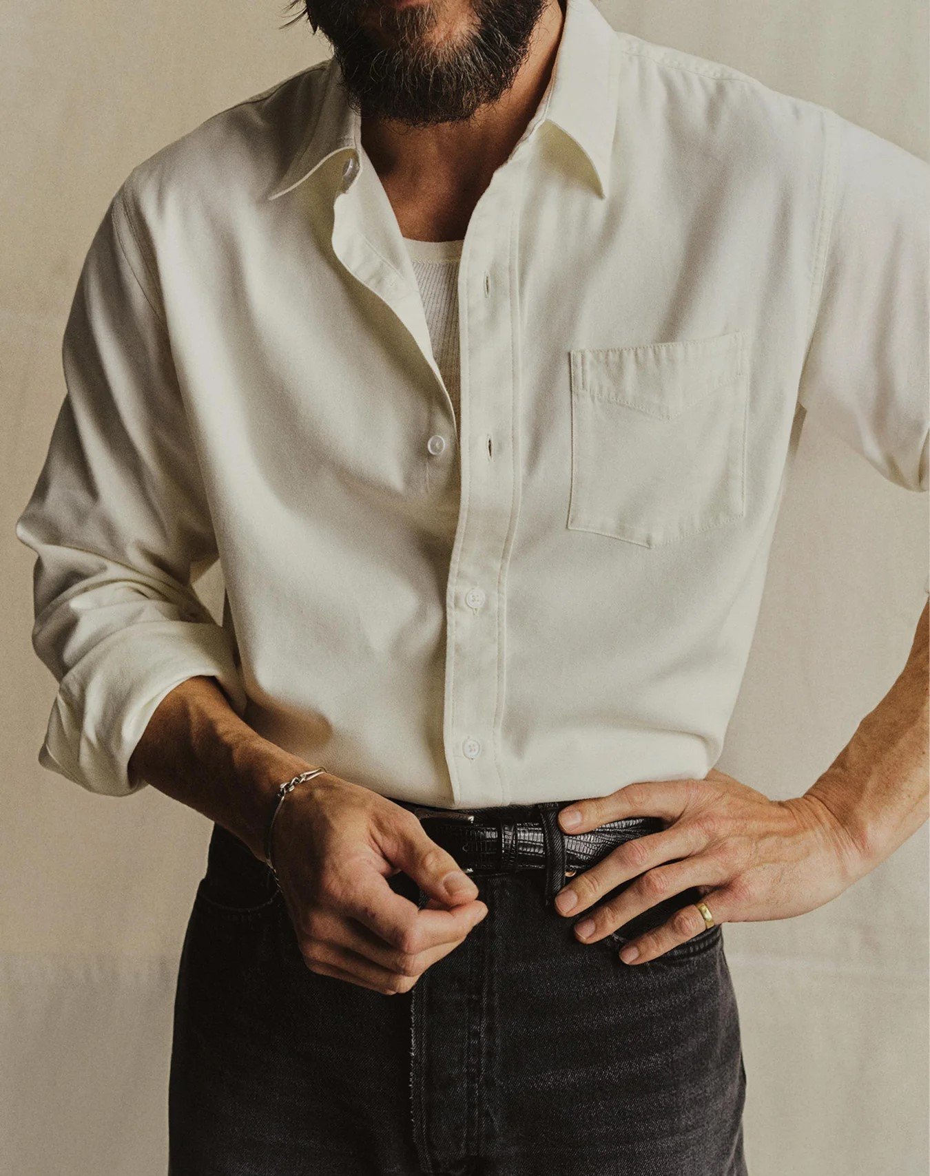Buck Mason Draped Twill One Pocket Shirt