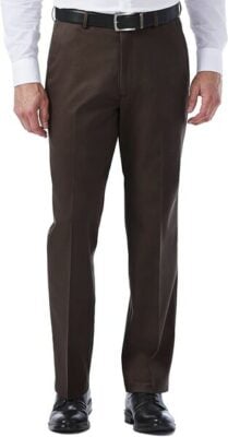 Haggar Men's Premium No Iron Khaki Classic Fit Flat Front Casual Pant