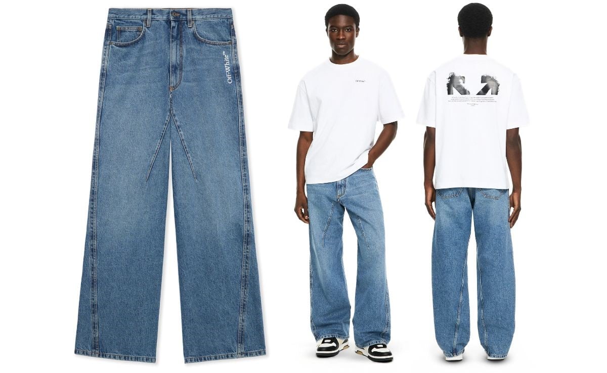 Off-White Half Arrow Twist Slouchy Jeans