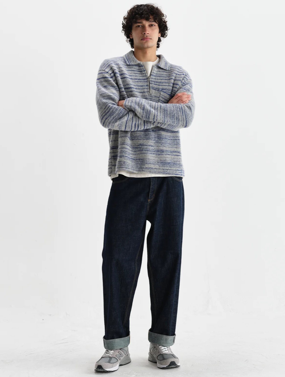 Wax London Space Dye Zip Polo