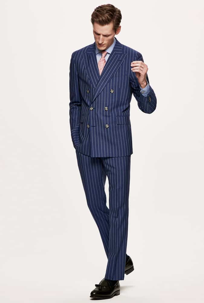 How to wear a double-breasted Pinstripe Suit with a shirt and tie