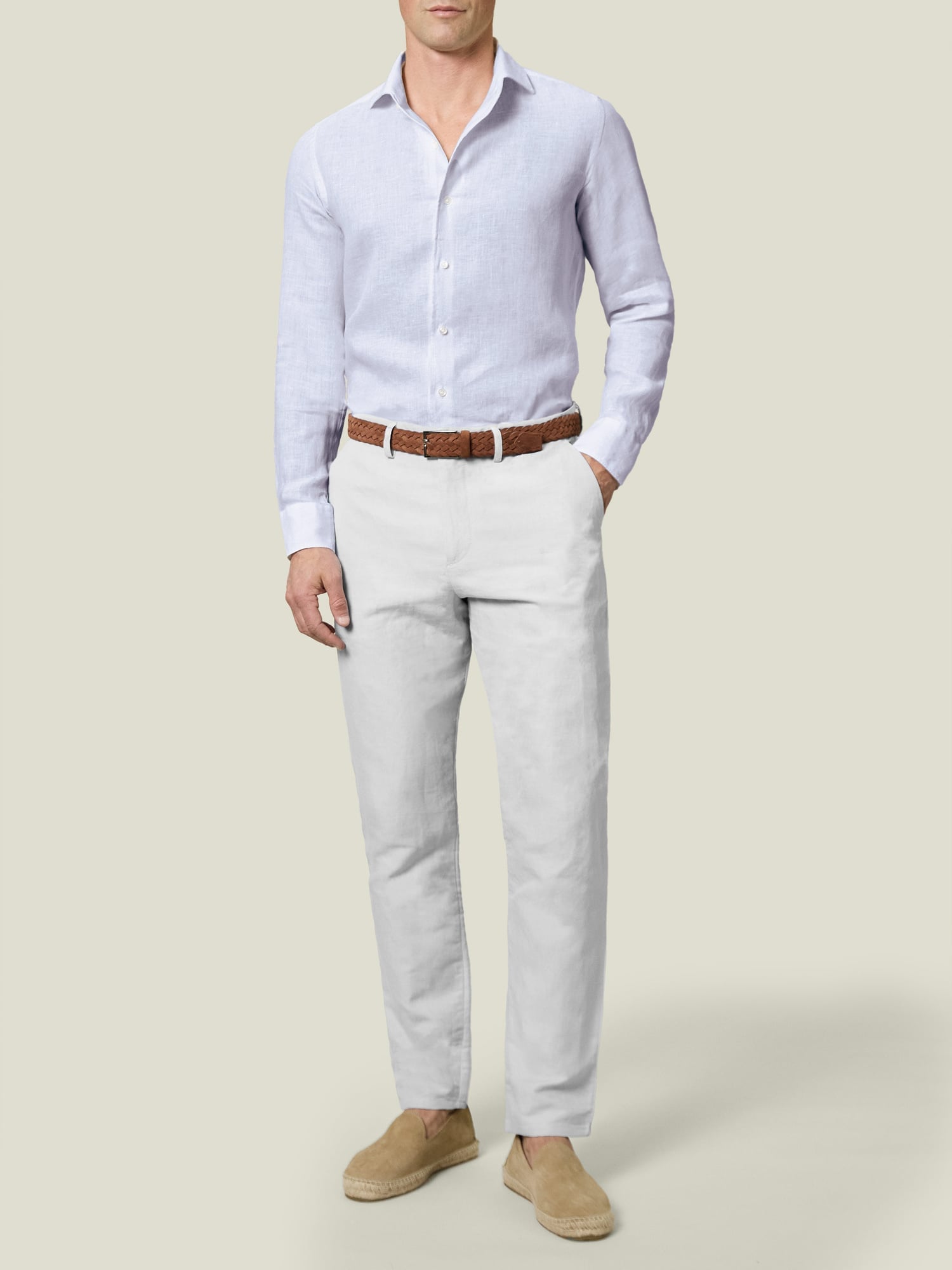 Luca Faloni White Linen Trousers