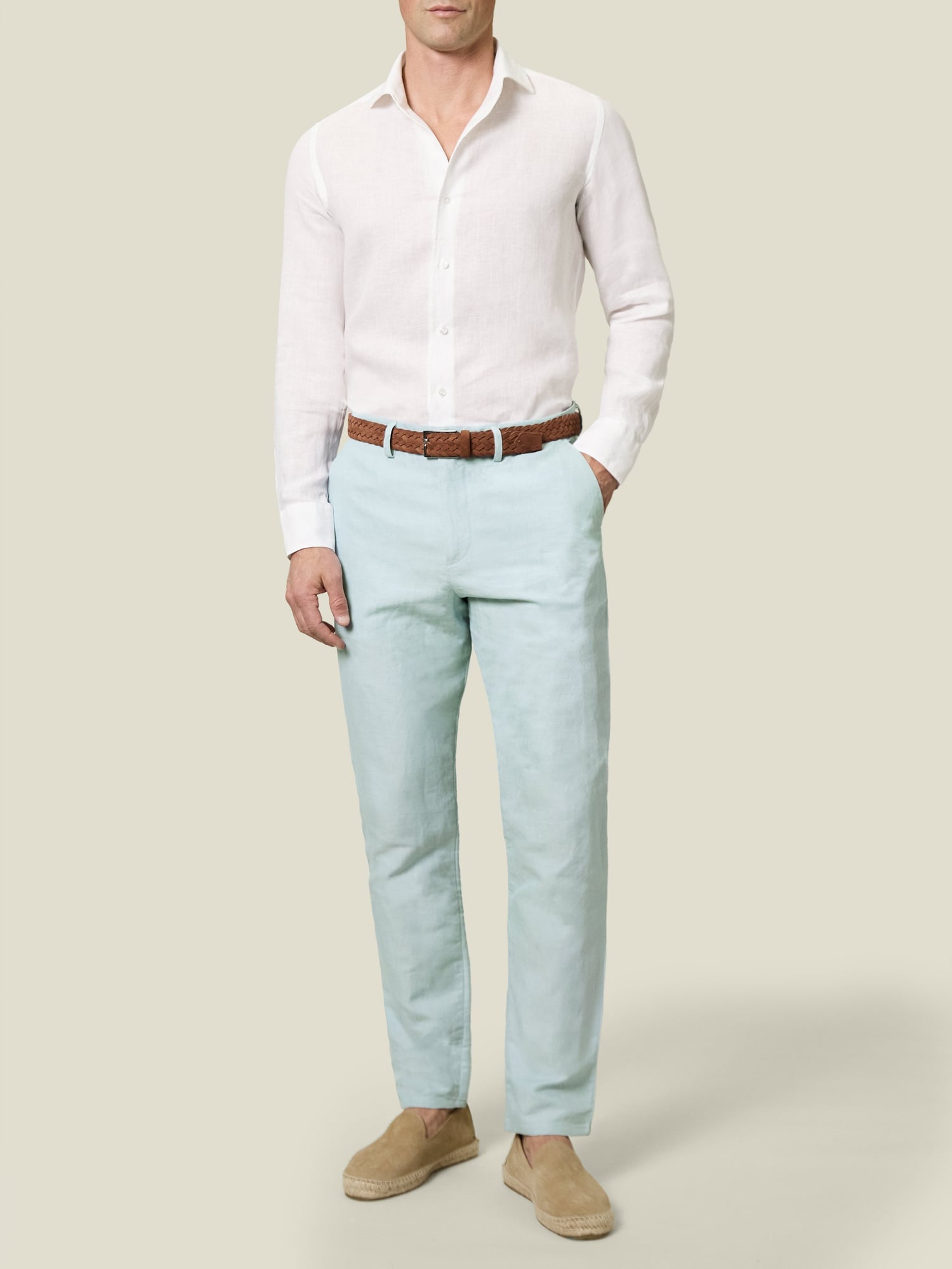 Luca Faloni Light Blue Linen Trousers