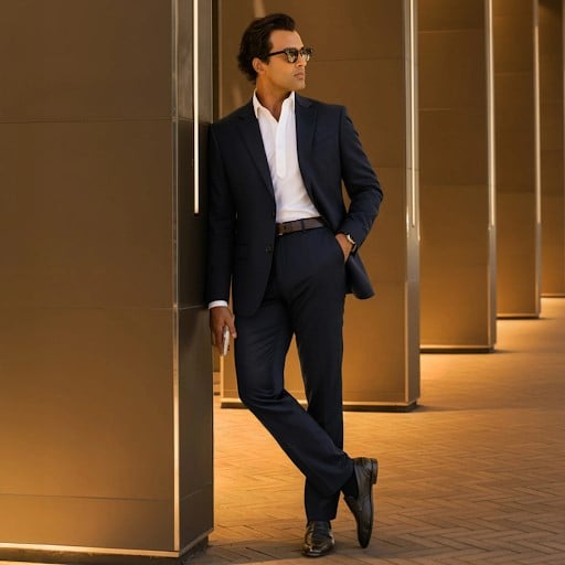 Business Casual Outfit 3 - Navy Suit Without a Tie