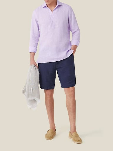 Summer Outfit 3 - Lavender Popover with Navy Shorts