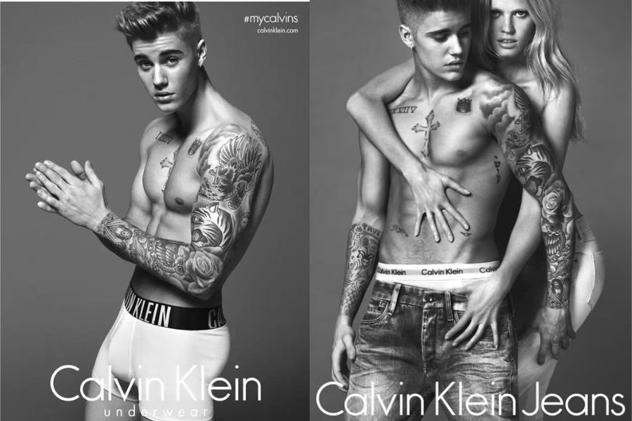 &nbsp;Justin Bieber in the 2015 Calvin Klein #MyCalvins underwear campaign that launched the brand&rsquo;s social media strategy